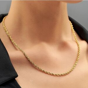 𝅺18" 4mm Gold rope chain necklace